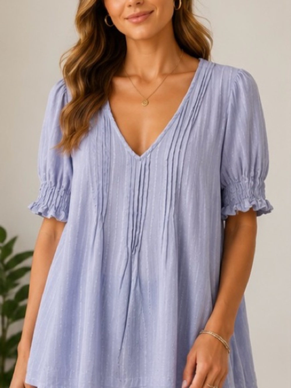 Free People Lavender Textured Babydoll Tunic Top | XS